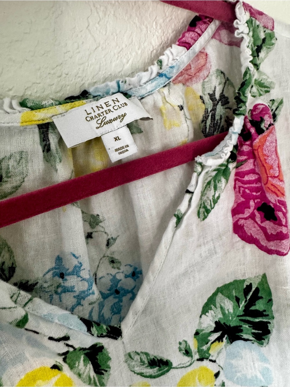 Charter Club Luxury Linen Floral Blouse - Picture 5 of 8